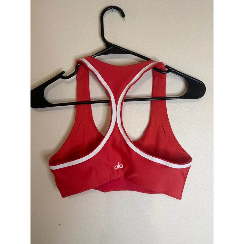 Alo Airlift Super Sleek Contrast Bra Candy Red & White Size XS